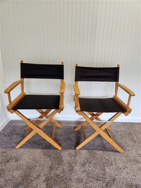 Folding directors chairs, wood & canvas