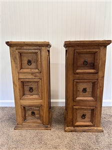 Pair of decorative wooden drawer towers- Hecho en Mexico