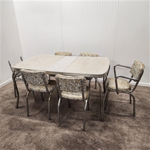 MCM Formica Table w/ Leaf, 6 Chairs