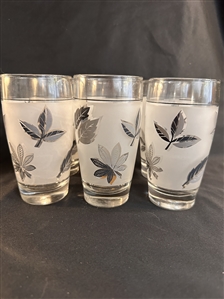 Vintage Libbey Silver Leaf Glasses 12 Oz Flat Tumbler