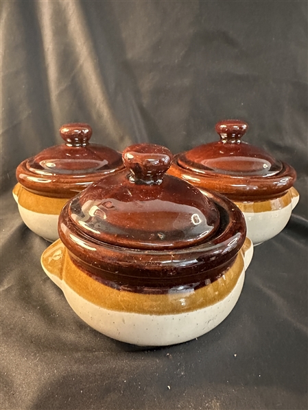 Gailstyn-Sutton Brown Stoneware Crock Style Bowls with Lids