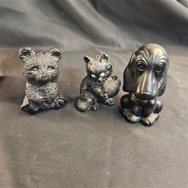 Small black animal figurines