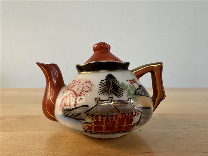 Vintage miniature hand painted teapot 