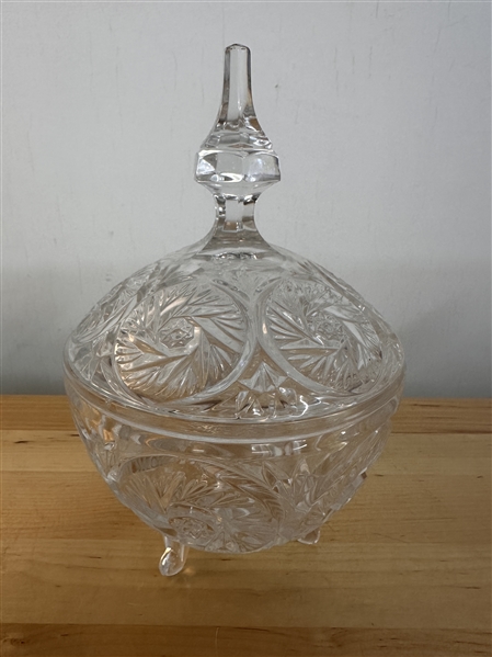 Cut crystal large candy dish