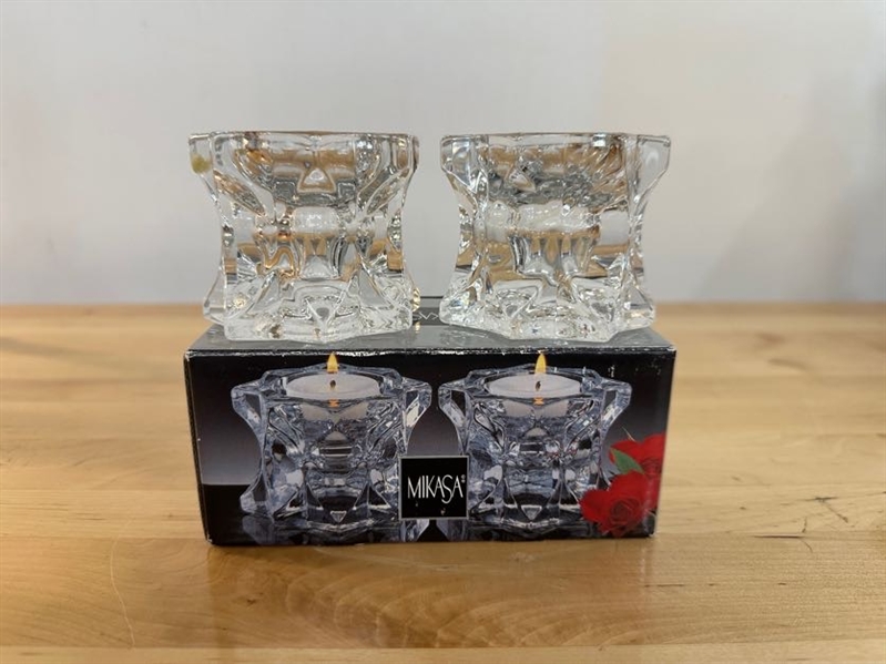 Mikasa glass candle holders