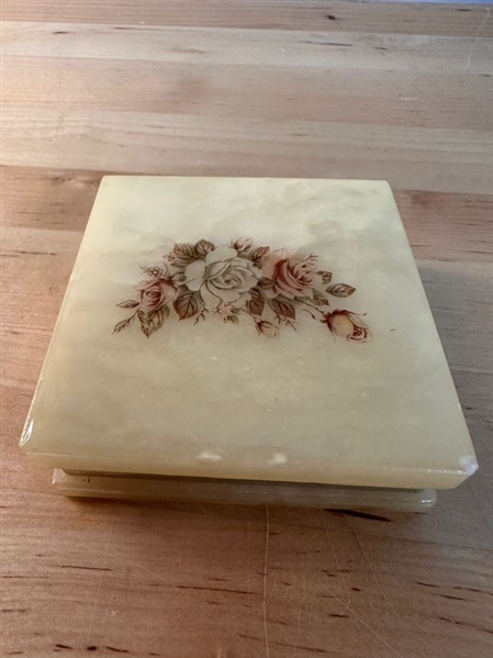 Vintage alabaster trinket box