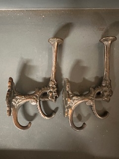 2 Victorian cast iron coat hooks