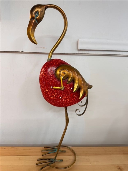 Metal flamingo standing clock - works