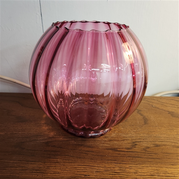 Round cranberry glass vase