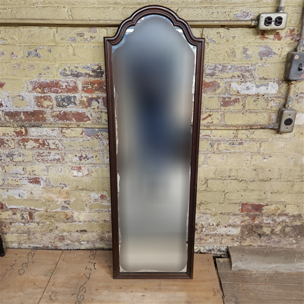 Wooden floor length mirror, with hanging wire