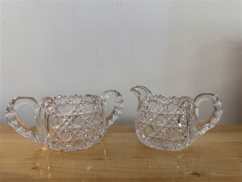 American Brilliant Cut Glass Sugar & Creamer