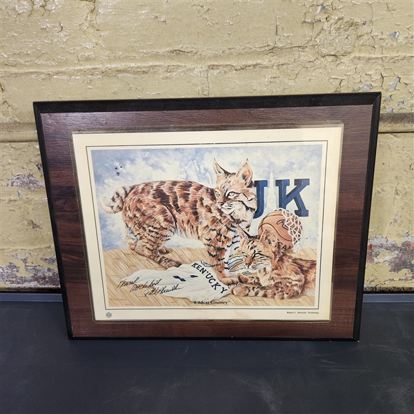 Framed "Wildcat Country" print, signed by Robert L Brewster