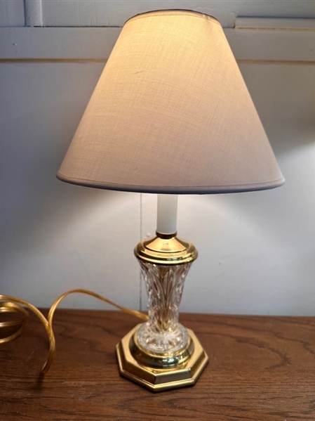 Small crystal and brass lamp, works 