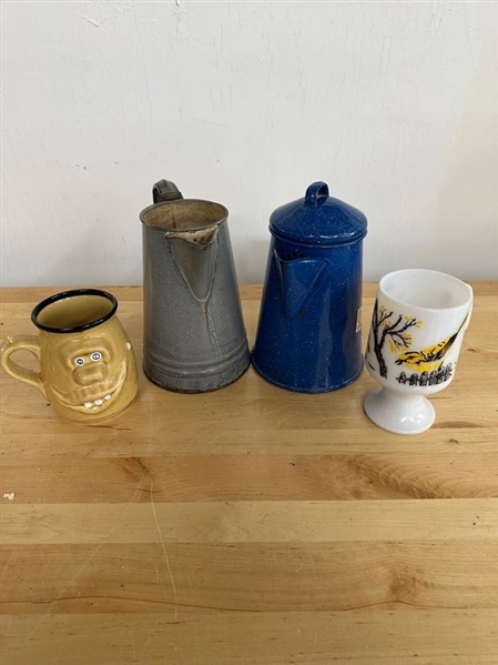 Enamel Coffee Pots and Mugs