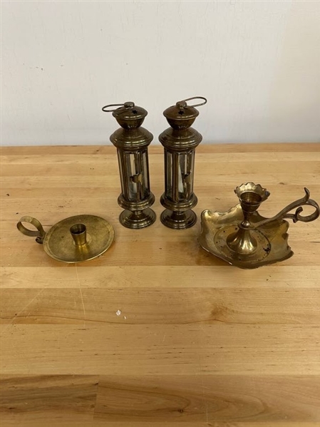 Assorted Brass Candle Holders