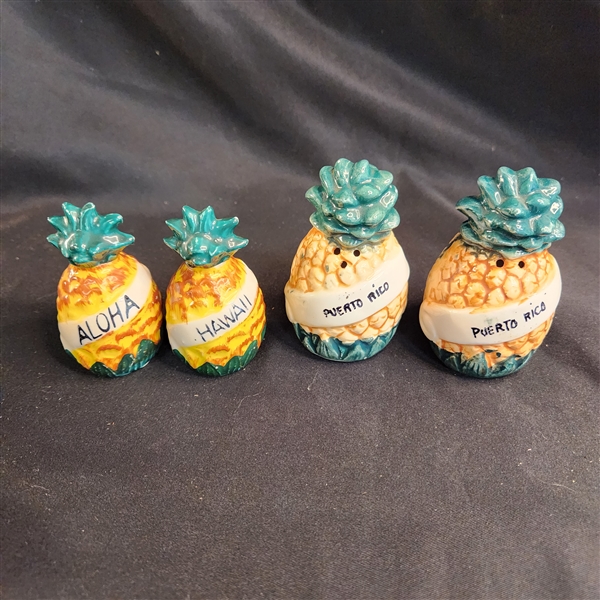 Salt & pepper shakers- PINEAPPLES! Hawaii, Puerto Rico