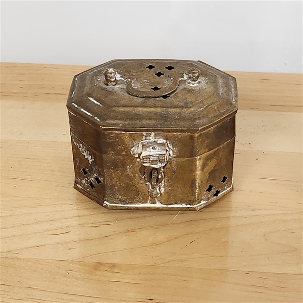 Antique brass cricket box